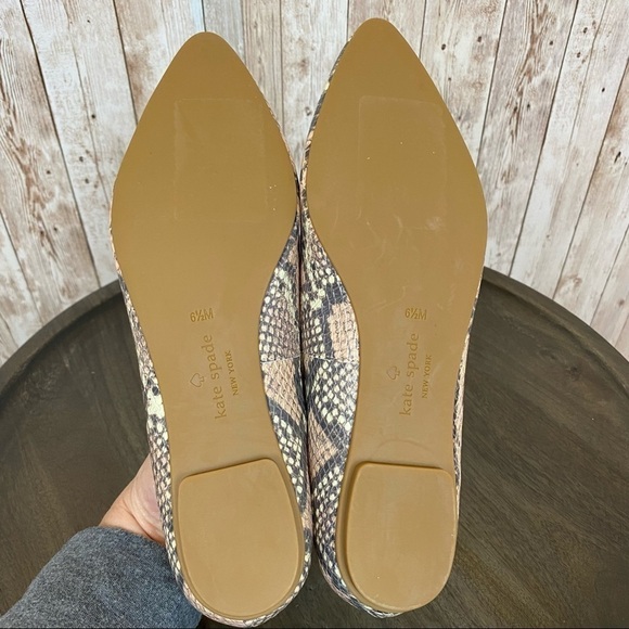 Kate Spade Nylah Snakeskin Pointed Toe Leather Flat Size 6.5 Women - Picture 7 of 13
